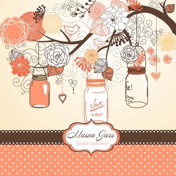 Download Hand Drawn Orange Mason Jars 