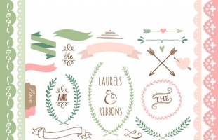 Laurels & Ribbons Clip Art