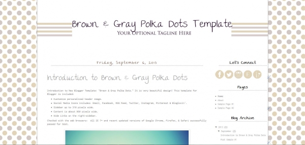 Download Premade Blogger Template - Brown and Gray Polka Do 