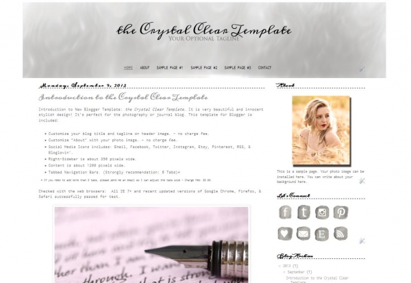 Download Premade Blogger Template - The Crystal Clear 