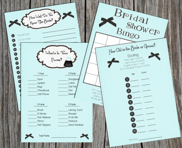 Download Download Bridal Shower Game set (Tiffany Blue) 
