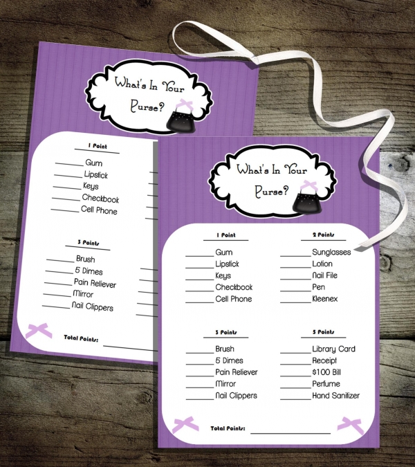 Download Download Bridal Shower Game - What's In Your Purse 