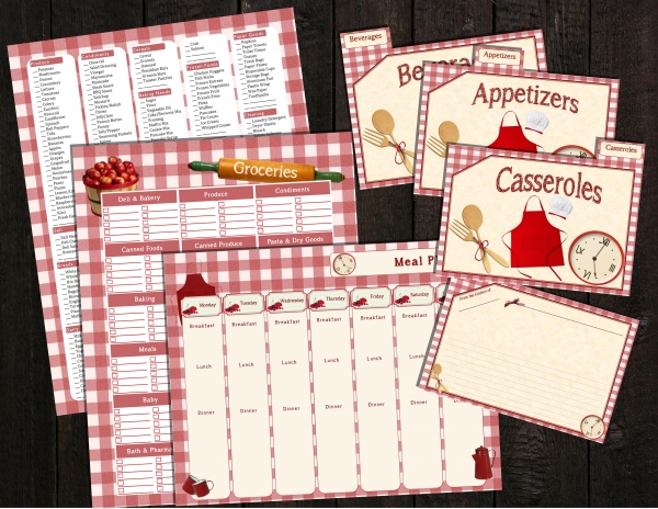 Download Grocery List, Meal planner & Recipe Cards Set 