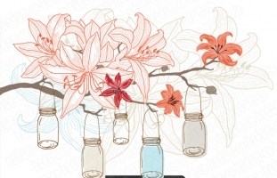 Flowers hanging jars digital