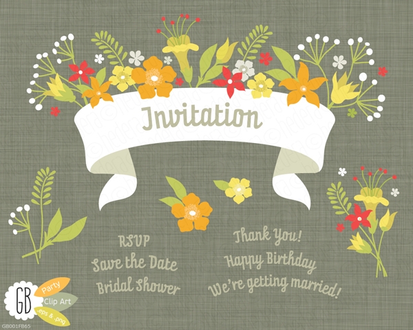 Download Yellow folk flowers dark background invitation rib 
