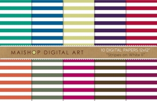 Digital Papers - Stripes on White