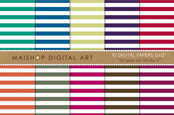 Download Digital Papers - Stripes on White II 