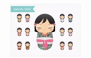 Clip Art - Kokeshi Dolls