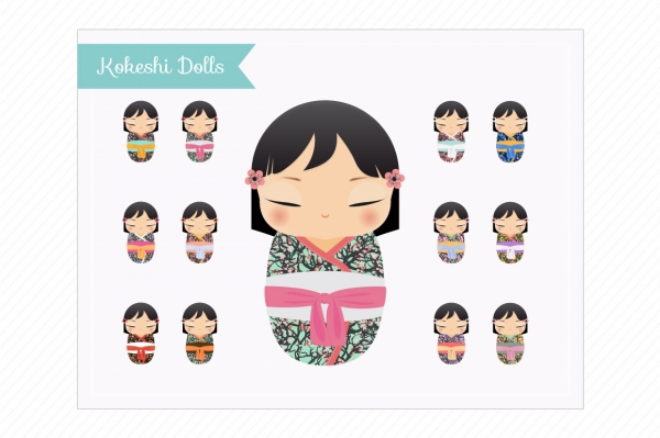 Download Clip Art - Kokeshi Dolls 