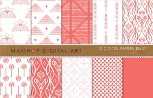 Digital Papers - Coral Orchid