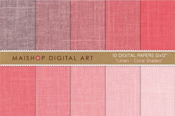 Download Digital Paper - Linen - Coral Shades 