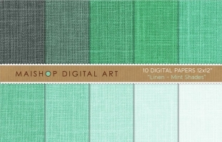 Digital Paper - Linen - Mint Shades