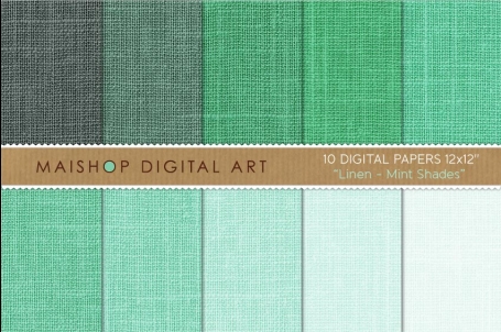 Digital Paper - Linen - Mint Shades