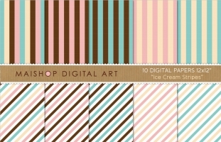 Digital Papers - Ice Cream Stripes