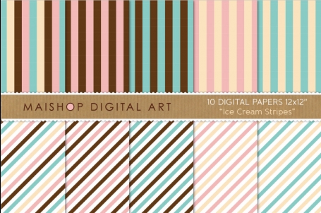 Digital Papers - Ice Cream Stripes