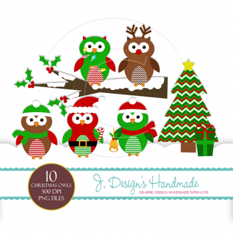 Christmas Owls Clipart