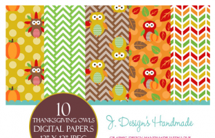 Thanksgiving Owls Digital Papers
