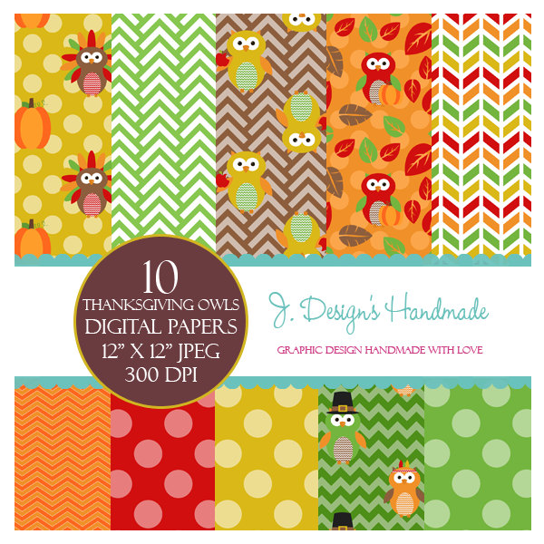Download Thanksgiving Owls Digital Papers 