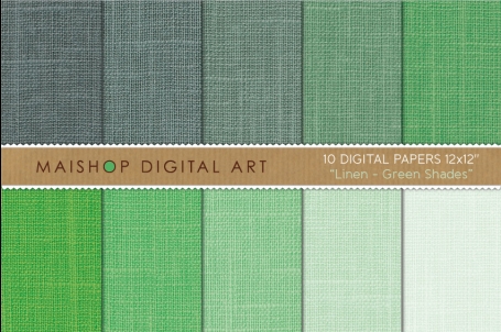 Digital Papers - Linen - Green