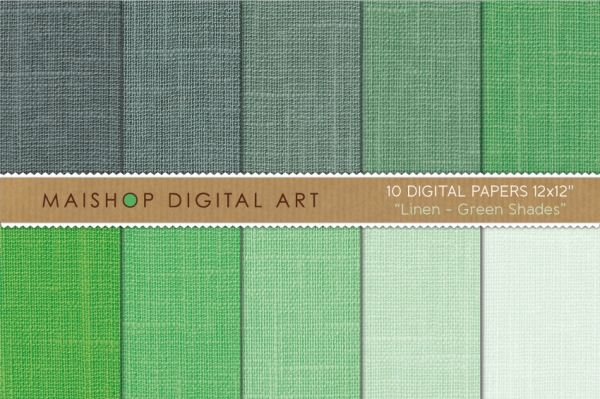 Download Digital Papers - Linen - Green Shades 