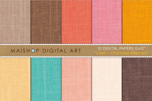 Download Digital Paper - Linen - Chocolate Elephant 