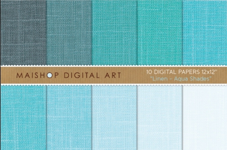 Digital paper - Linen - Aqua Shades