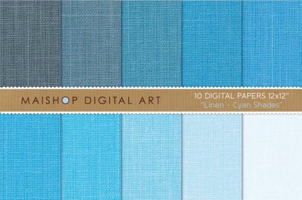 Download Digital Papers - Linen - Cyan Shades 