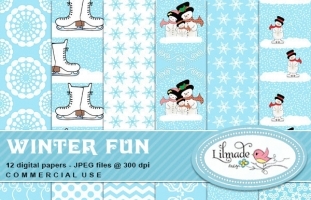 Winter Fun Digital Papers