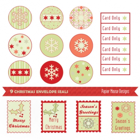 Christmas Envelope Seals Clipart