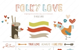 Folky Love (Clipart)