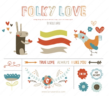 Folky Love (Clipart)