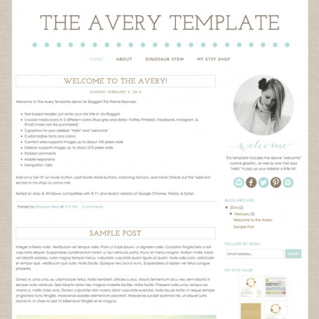 avery blogger template