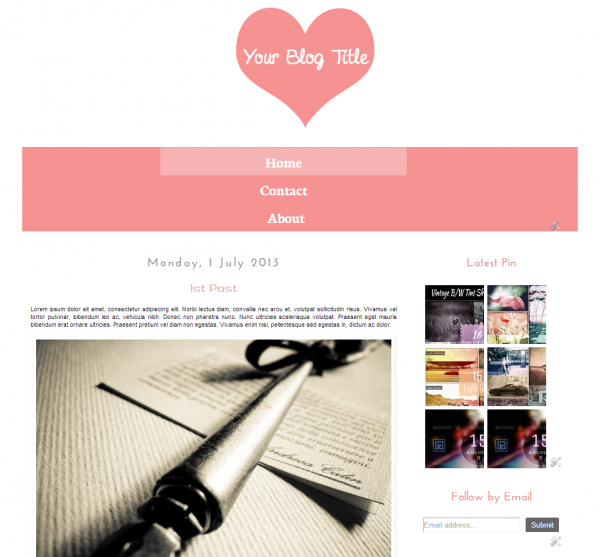 Download Lovely Heart - Premade Blogger Template - Instant  