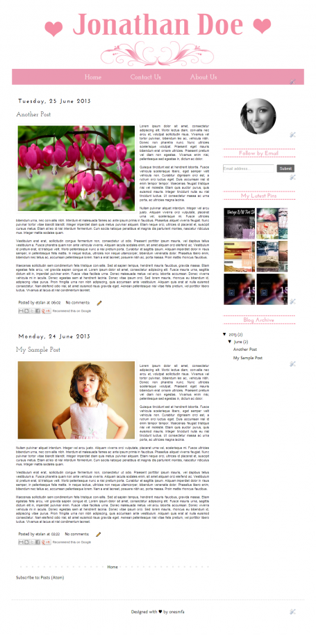 The Pink Blog - Premade Blogger