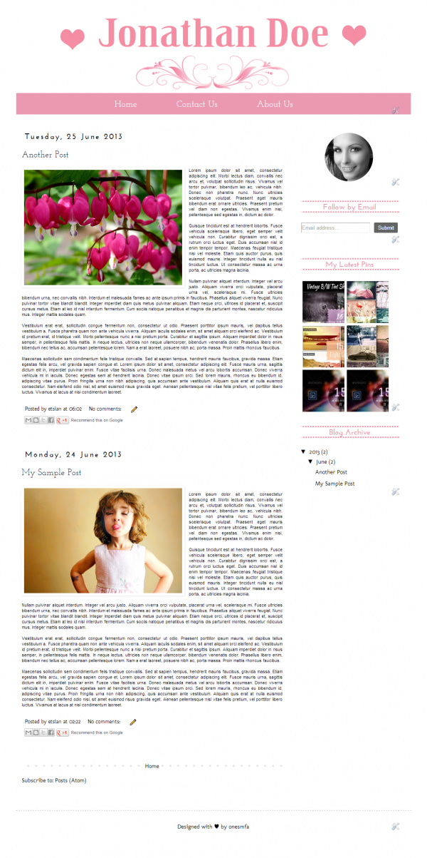 Download The Pink Blog - Premade Blogger Template 
