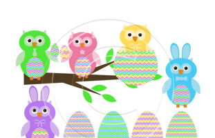 Easter Owls Commercial Use Clipart