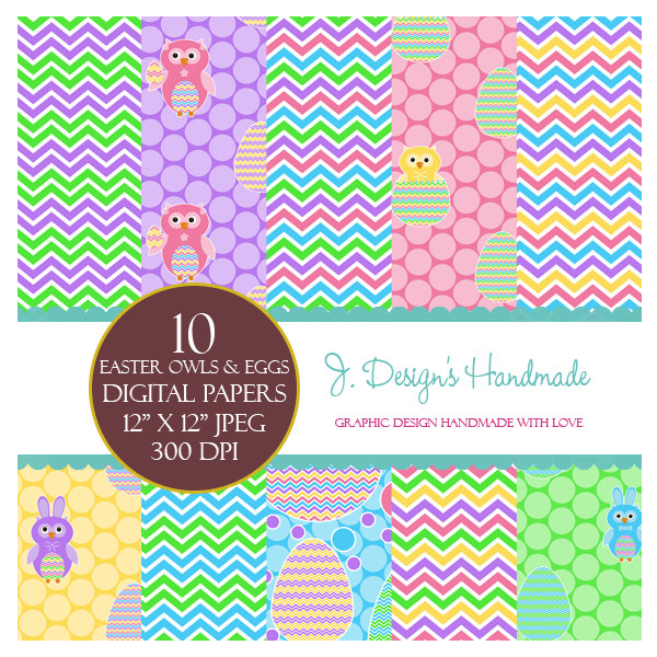 Download Easter Owls Commercial Use Digital Papers 