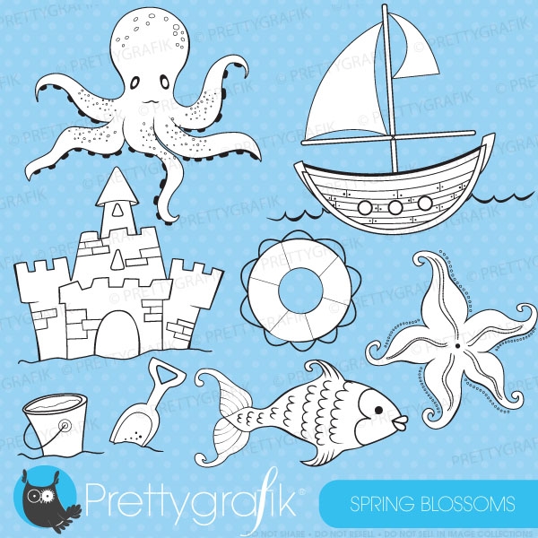 Download Beach Nautical Digital Stamp Commercial Use 