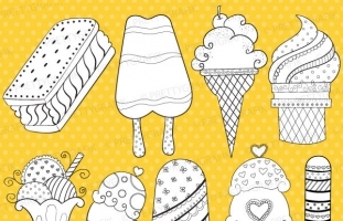 Ice Cream Popsicle Digital Stamp