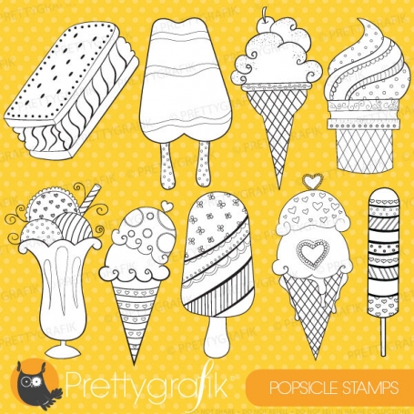 Ice Cream Popsicle Digital Stamp