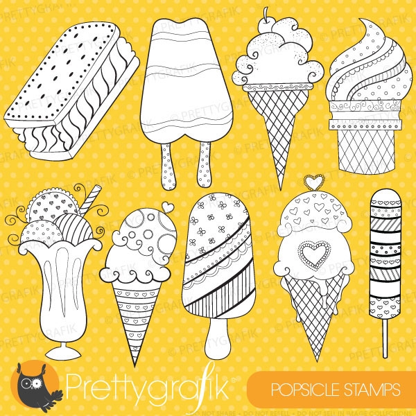Download Ice Cream Popsicle Digital Stamp Commercial Use  