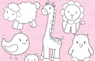 animal cracker digital stamp