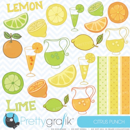 citrus lime, lemon, orange clipart