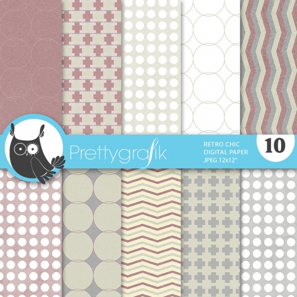 Download Retro Chic digital paper, commercial use, scrapboo 