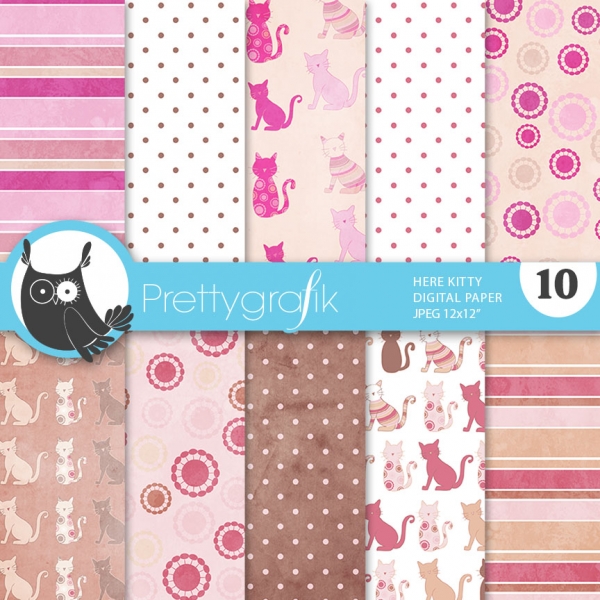 Download Cat kitty, digital paper, commercial use, scrapboo 