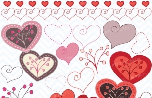 Hearts digital Clipart for