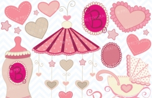 Baby girl clipart commercial use,