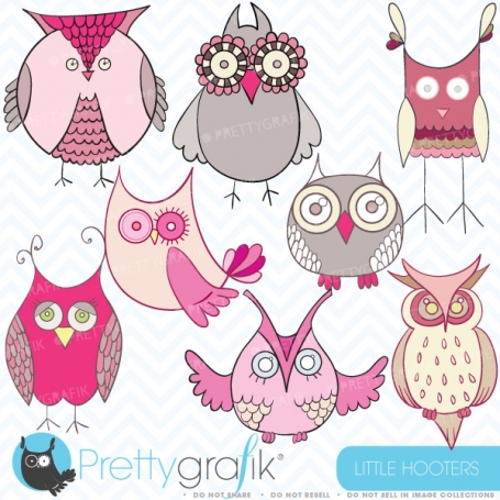 Pink owl clipart commercial use,