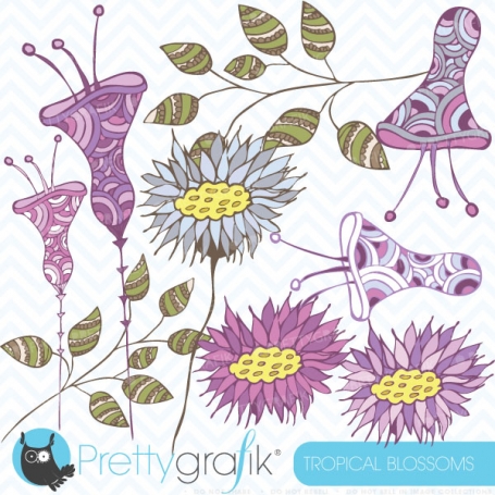 Tropical flowers clipart