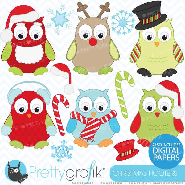 Download Christmas owls clipart, commercial use, vector graphics 